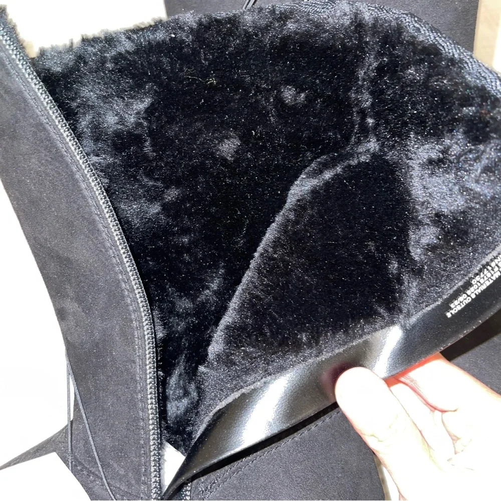 Girl’s Cat & Jack Black/Natalia Tall Shearling Style Boots - size 3 - Picture 7 of 11